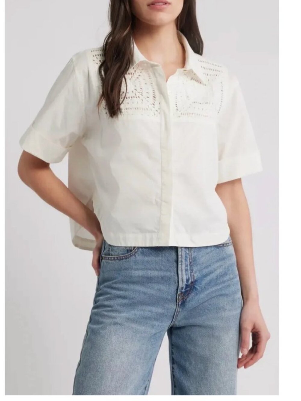 CLEOBELLA Montana shirt sz S white crop top